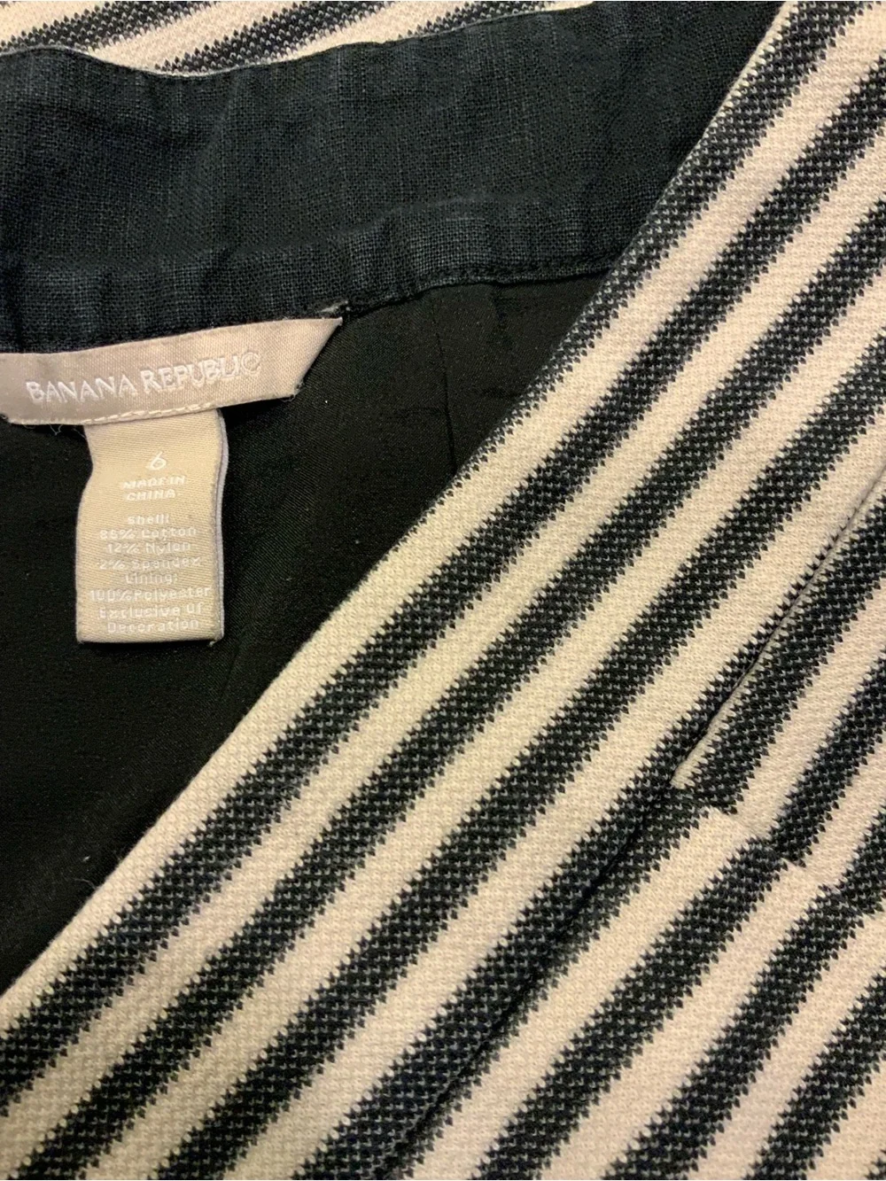 Banana Republic Navy and White Striped Pencil Skirt